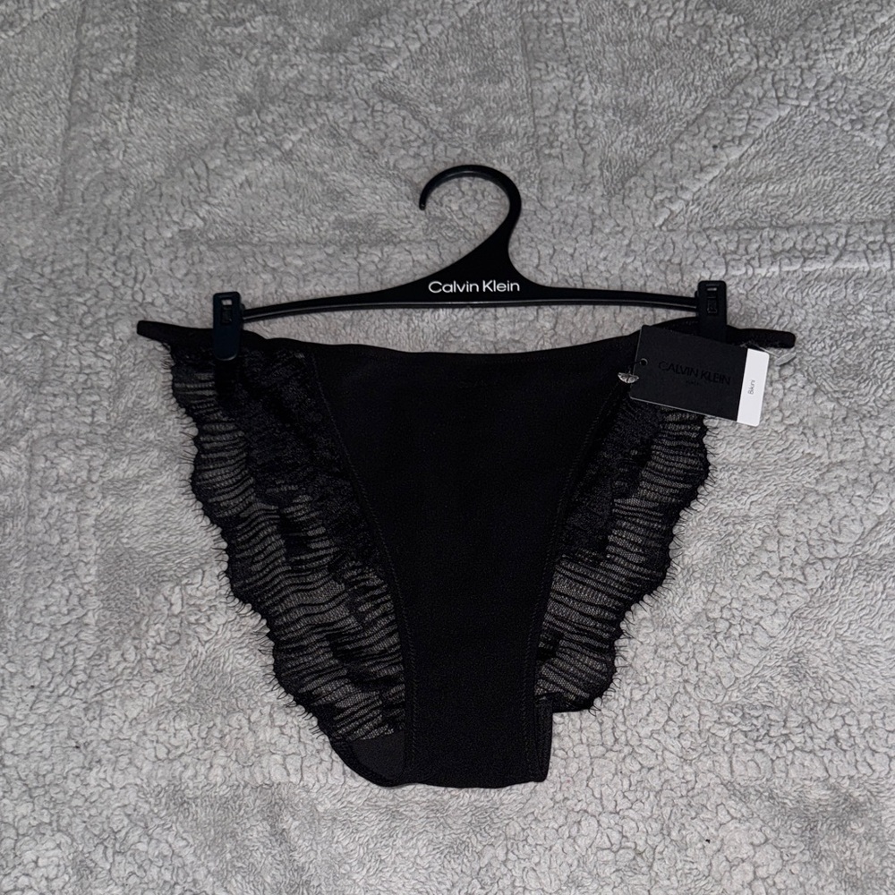 Calvin Klein Black Ruffle Trim Briefs